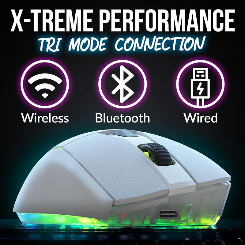 KLIM Blaze X RGB + New + Rechargeable Wireless Gaming Mouse with Charging Dock + Long-Lasting Battery + Up to 12000 DPI + Wired & Wireless Mouse PC, PS5, PS4, Mac + White - Image 2